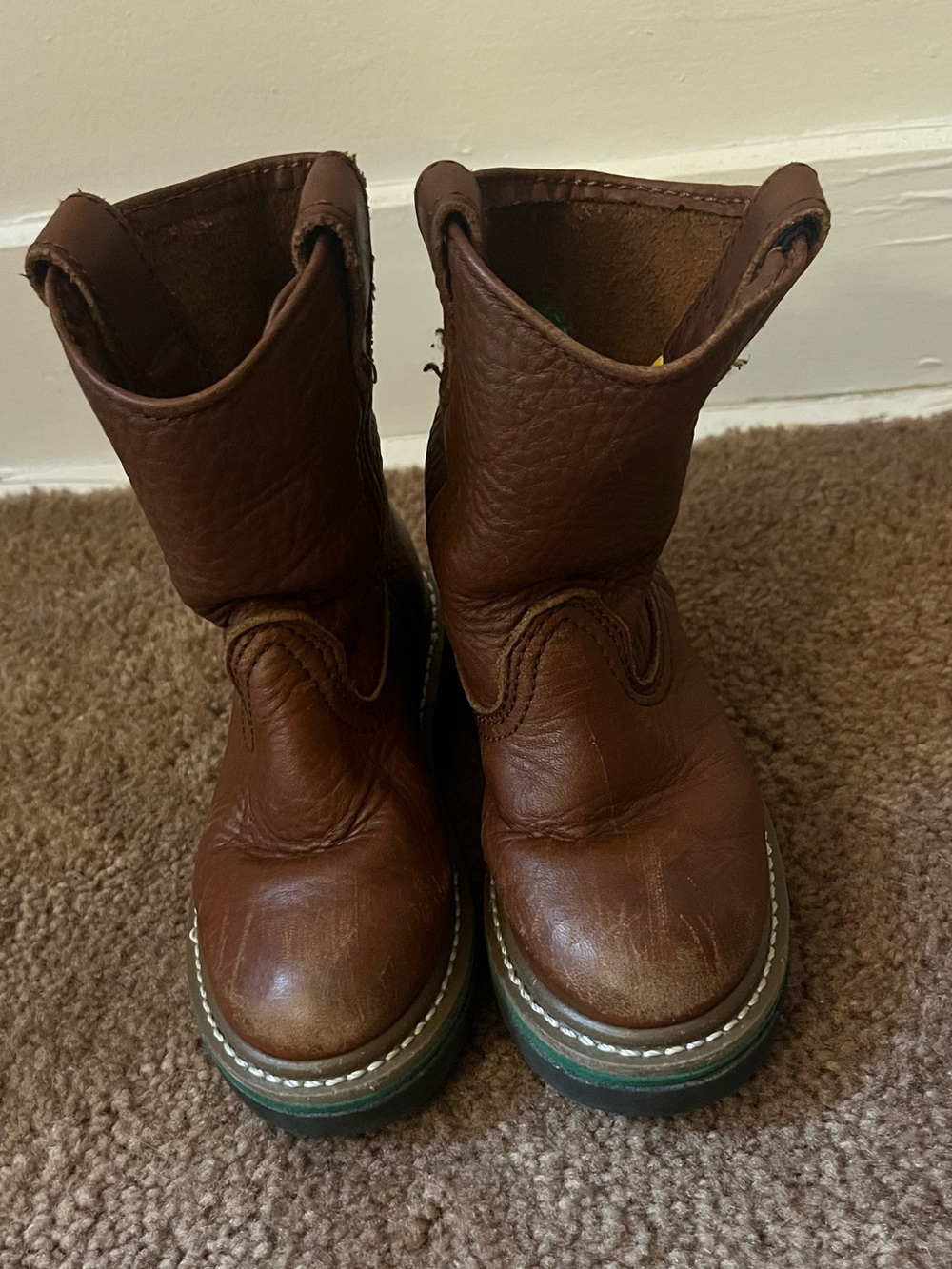 John Deere Brown Kids Western Pull-On Boots